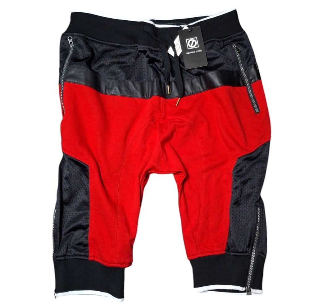 NWT Mens SQUARE ZERO Sz XL Short Pants Shorts Red and Black Jogger